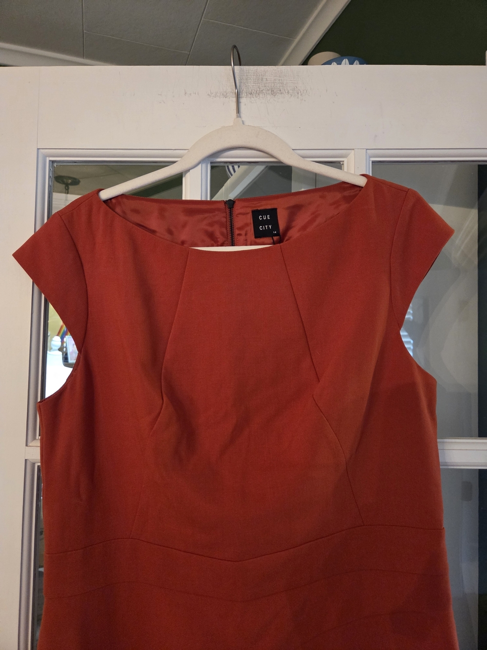 Cue Orange Cap-Sleeve Sheath Dress - Size 10 US - Picture 6 of 10
